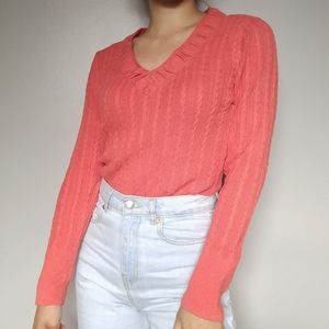 Coral Cable Knit Sweater